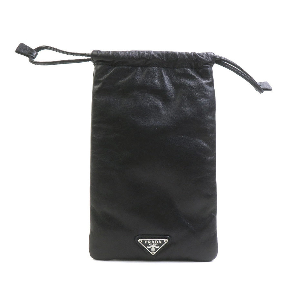 Prada Pouch Clutch Leather Black